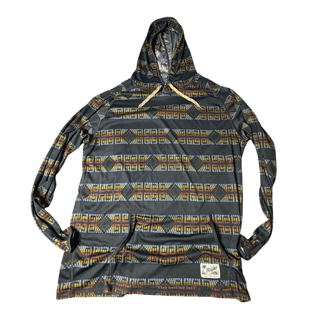 Howler Bros Hoodie Mens XL Charcoal Geometric Sun Shirt Thumbholes Excellent